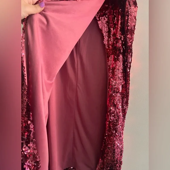 Eloquii Pink Sequins Column Midi Skirt with High Slit Size 18 - Picture 6 of 8